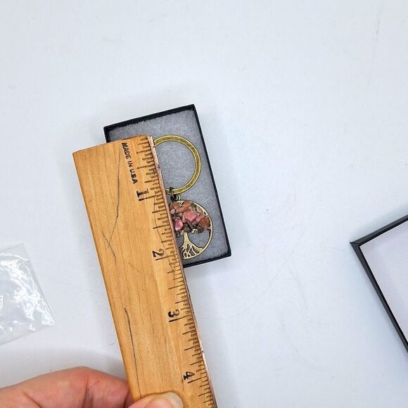 Rhodonite gemstone bronze tree of life keychain keyring keepsake gift in… - Picture 2 of 2